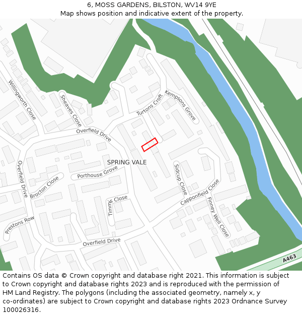 6, MOSS GARDENS, BILSTON, WV14 9YE: Location map and indicative extent of plot