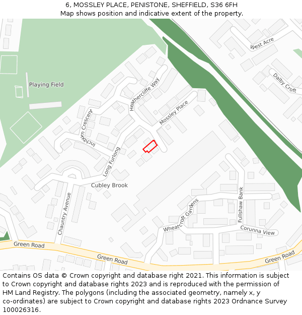 6, MOSSLEY PLACE, PENISTONE, SHEFFIELD, S36 6FH: Location map and indicative extent of plot