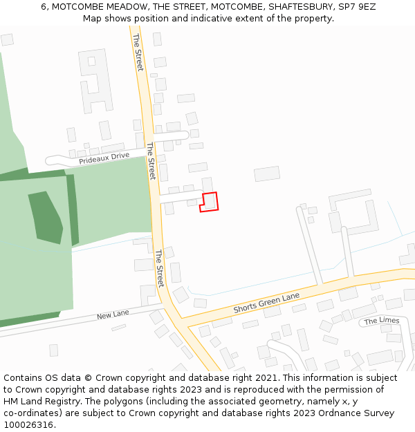 6, MOTCOMBE MEADOW, THE STREET, MOTCOMBE, SHAFTESBURY, SP7 9EZ: Location map and indicative extent of plot