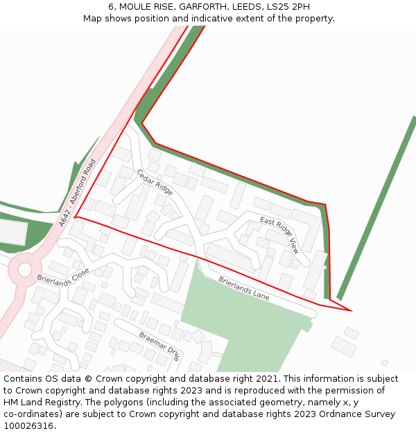 6, MOULE RISE, GARFORTH, LEEDS, LS25 2PH: Location map and indicative extent of plot