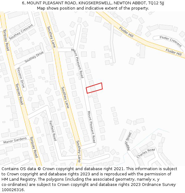 6, MOUNT PLEASANT ROAD, KINGSKERSWELL, NEWTON ABBOT, TQ12 5JJ: Location map and indicative extent of plot