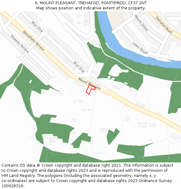 6, MOUNT PLEASANT, TREHAFOD, PONTYPRIDD, CF37 2NT: Location map and indicative extent of plot