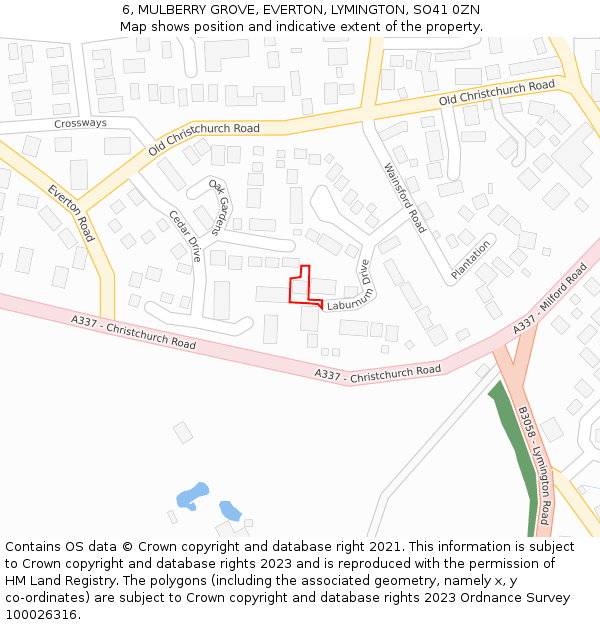 6, MULBERRY GROVE, EVERTON, LYMINGTON, SO41 0ZN: Location map and indicative extent of plot