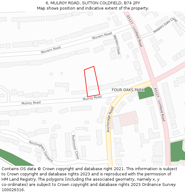 6, MULROY ROAD, SUTTON COLDFIELD, B74 2PY: Location map and indicative extent of plot