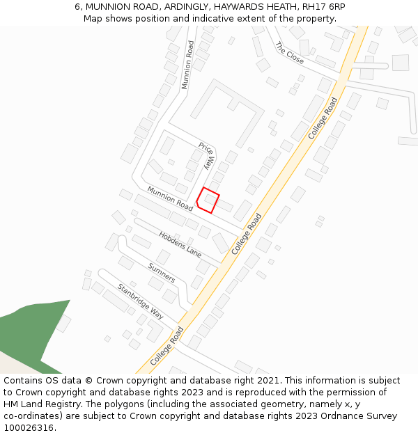 6, MUNNION ROAD, ARDINGLY, HAYWARDS HEATH, RH17 6RP: Location map and indicative extent of plot