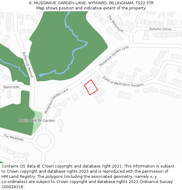 6, MUSGRAVE GARDEN LANE, WYNYARD, BILLINGHAM, TS22 5TR: Location map and indicative extent of plot