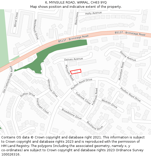 6, MYNSULE ROAD, WIRRAL, CH63 9YQ: Location map and indicative extent of plot