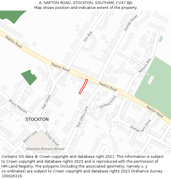 6, NAPTON ROAD, STOCKTON, SOUTHAM, CV47 8JX: Location map and indicative extent of plot