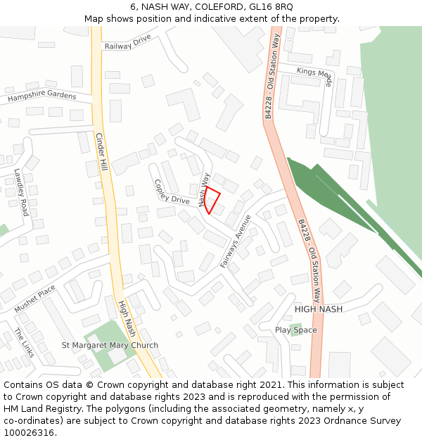 6, NASH WAY, COLEFORD, GL16 8RQ: Location map and indicative extent of plot