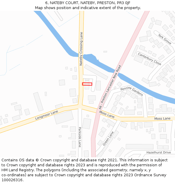 6, NATEBY COURT, NATEBY, PRESTON, PR3 0JF: Location map and indicative extent of plot