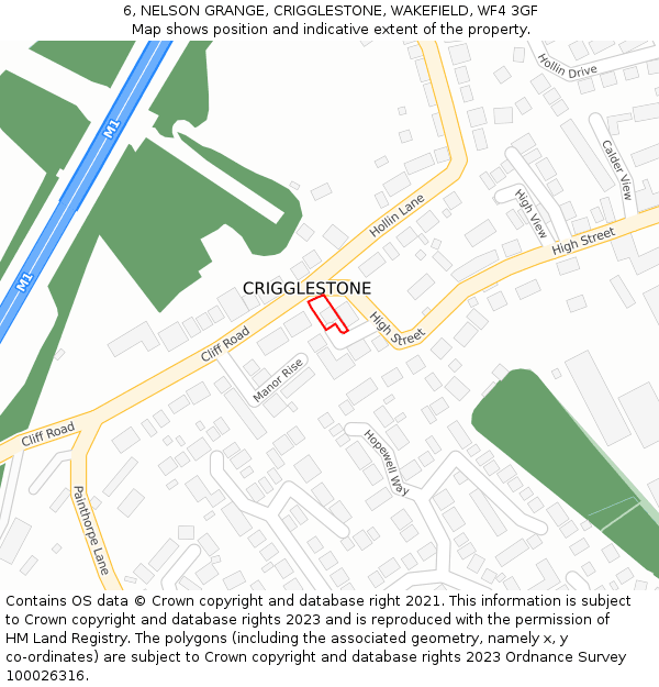 6, NELSON GRANGE, CRIGGLESTONE, WAKEFIELD, WF4 3GF: Location map and indicative extent of plot