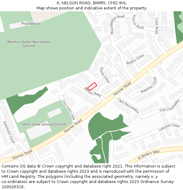 6, NELSON ROAD, BARRY, CF62 9HL: Location map and indicative extent of plot