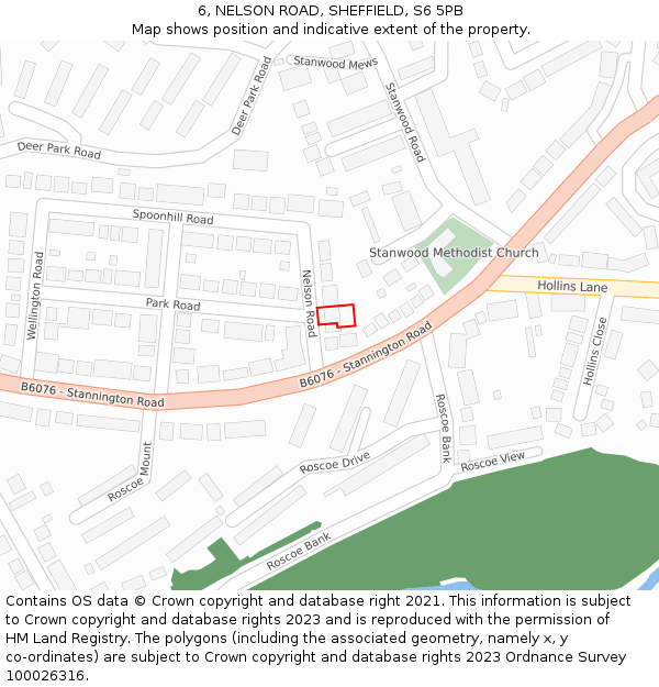 6, NELSON ROAD, SHEFFIELD, S6 5PB: Location map and indicative extent of plot