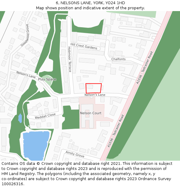 6, NELSONS LANE, YORK, YO24 1HD: Location map and indicative extent of plot