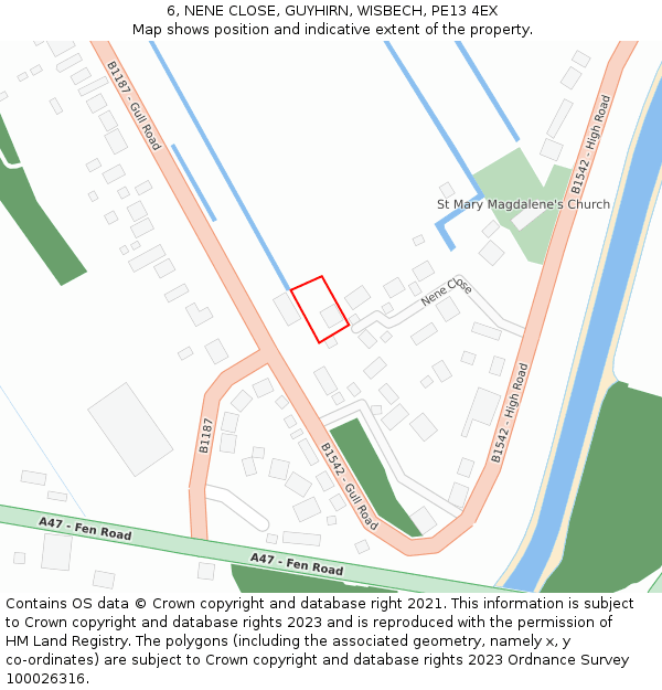 6, NENE CLOSE, GUYHIRN, WISBECH, PE13 4EX: Location map and indicative extent of plot