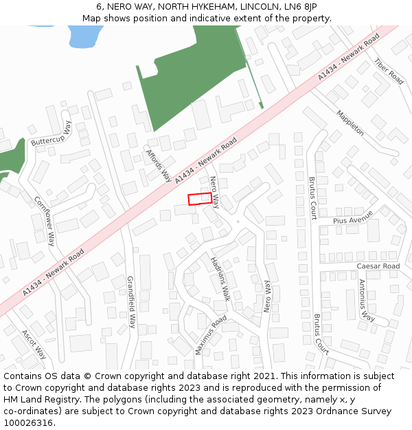 6, NERO WAY, NORTH HYKEHAM, LINCOLN, LN6 8JP: Location map and indicative extent of plot