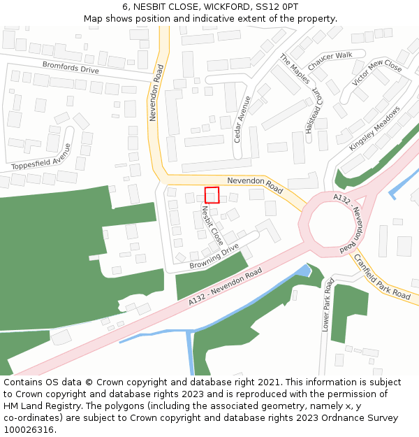 6, NESBIT CLOSE, WICKFORD, SS12 0PT: Location map and indicative extent of plot