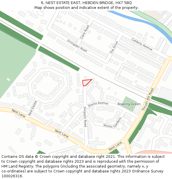 6, NEST ESTATE EAST, HEBDEN BRIDGE, HX7 5BQ: Location map and indicative extent of plot