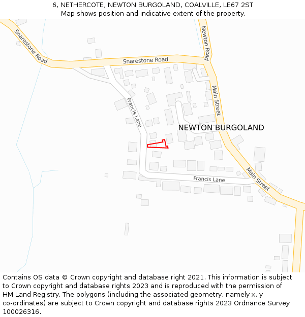 6, NETHERCOTE, NEWTON BURGOLAND, COALVILLE, LE67 2ST: Location map and indicative extent of plot