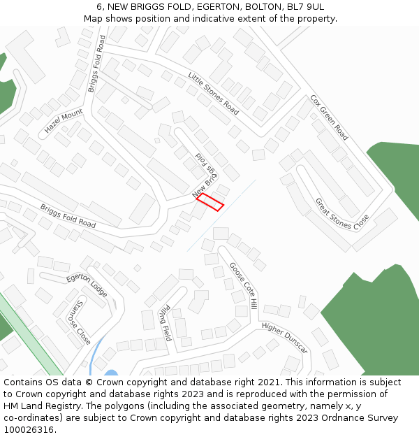 6, NEW BRIGGS FOLD, EGERTON, BOLTON, BL7 9UL: Location map and indicative extent of plot