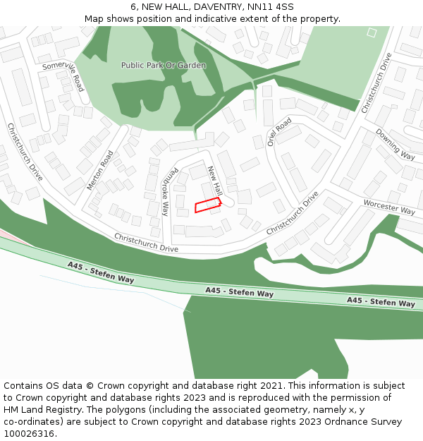 6, NEW HALL, DAVENTRY, NN11 4SS: Location map and indicative extent of plot