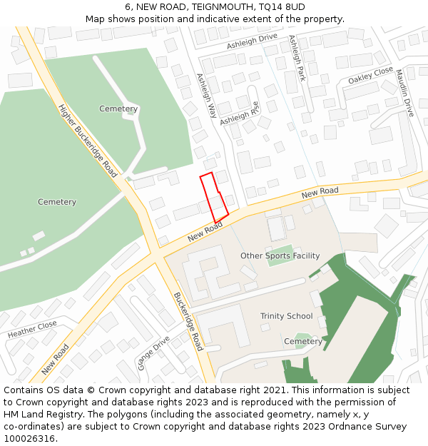 6, NEW ROAD, TEIGNMOUTH, TQ14 8UD: Location map and indicative extent of plot