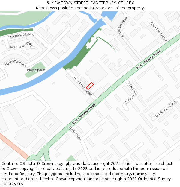 6, NEW TOWN STREET, CANTERBURY, CT1 1BX: Location map and indicative extent of plot