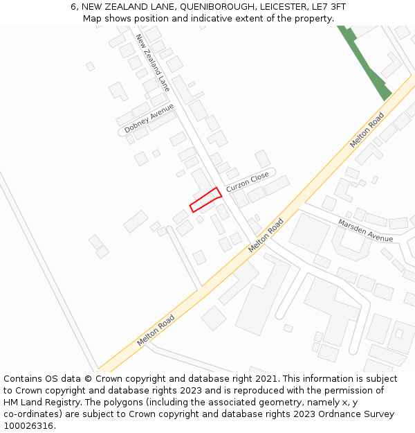 6, NEW ZEALAND LANE, QUENIBOROUGH, LEICESTER, LE7 3FT: Location map and indicative extent of plot