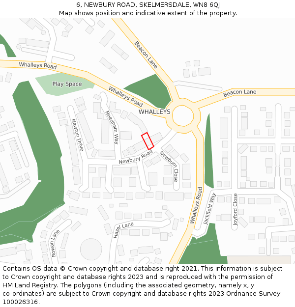 6, NEWBURY ROAD, SKELMERSDALE, WN8 6QJ: Location map and indicative extent of plot