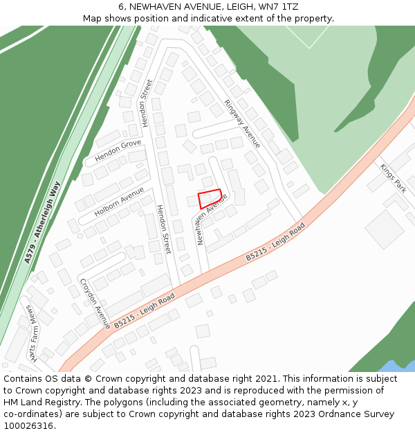 6, NEWHAVEN AVENUE, LEIGH, WN7 1TZ: Location map and indicative extent of plot