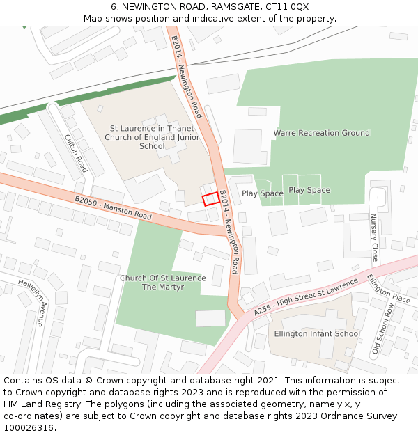 6, NEWINGTON ROAD, RAMSGATE, CT11 0QX: Location map and indicative extent of plot