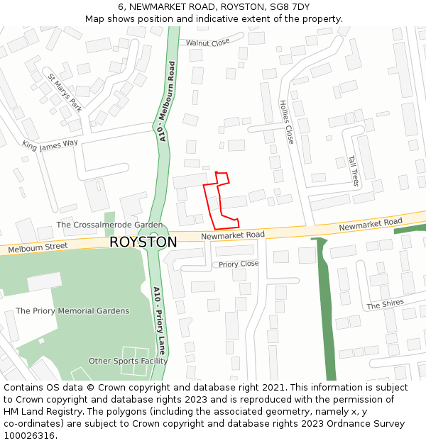 6, NEWMARKET ROAD, ROYSTON, SG8 7DY: Location map and indicative extent of plot