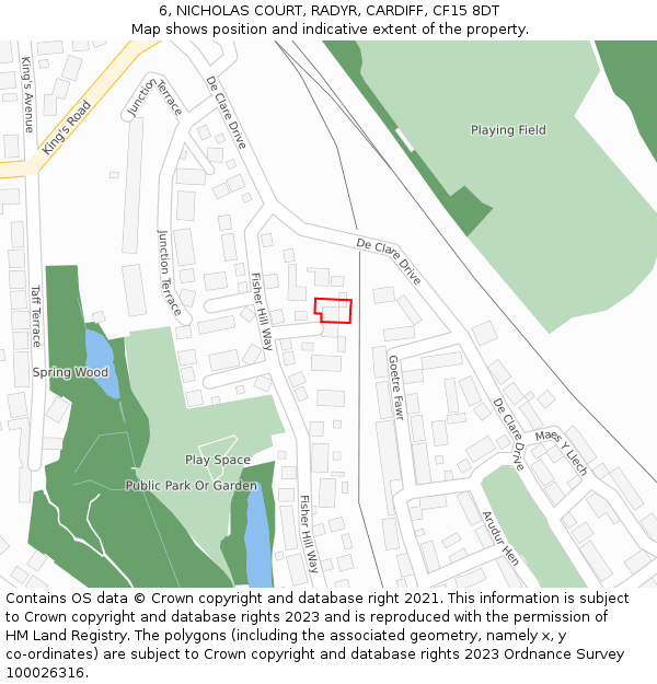 6, NICHOLAS COURT, RADYR, CARDIFF, CF15 8DT: Location map and indicative extent of plot