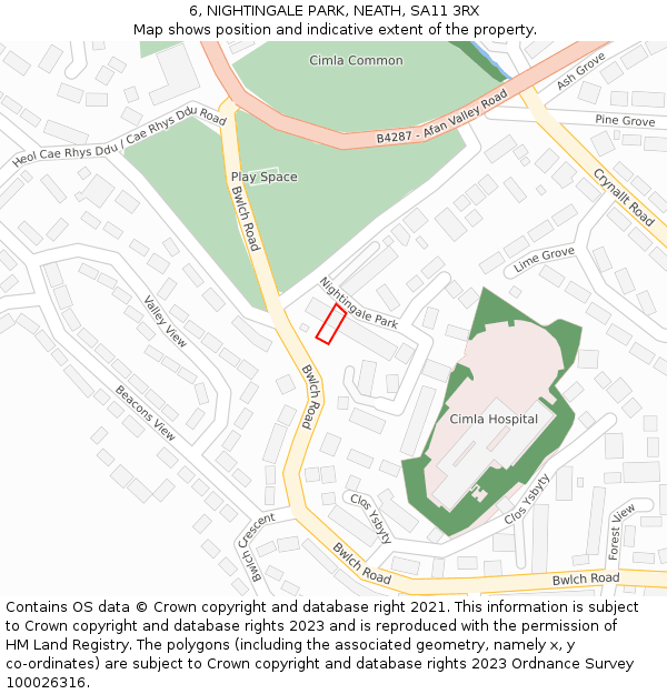 6, NIGHTINGALE PARK, NEATH, SA11 3RX: Location map and indicative extent of plot