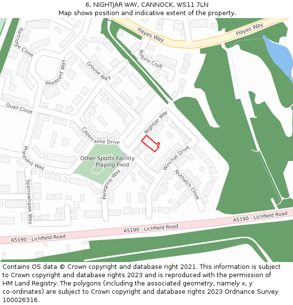 6, NIGHTJAR WAY, CANNOCK, WS11 7LN: Location map and indicative extent of plot