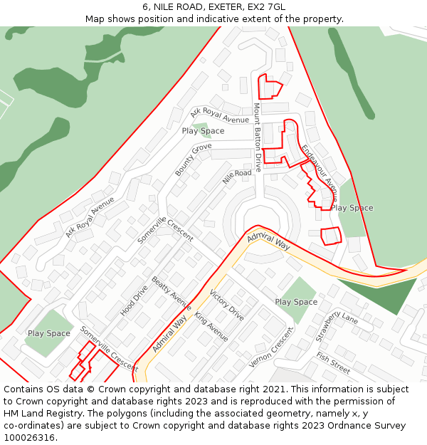 6, NILE ROAD, EXETER, EX2 7GL: Location map and indicative extent of plot