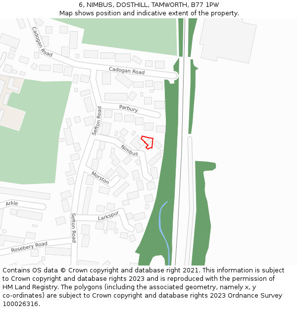 6, NIMBUS, DOSTHILL, TAMWORTH, B77 1PW: Location map and indicative extent of plot