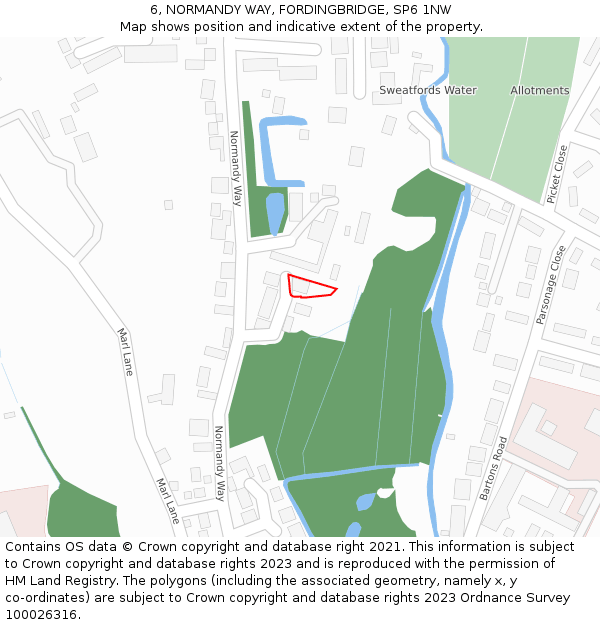 6, NORMANDY WAY, FORDINGBRIDGE, SP6 1NW: Location map and indicative extent of plot