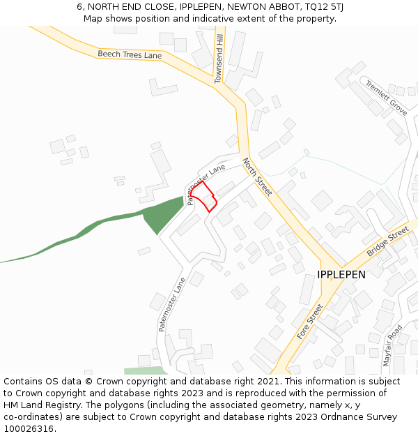 6, NORTH END CLOSE, IPPLEPEN, NEWTON ABBOT, TQ12 5TJ: Location map and indicative extent of plot