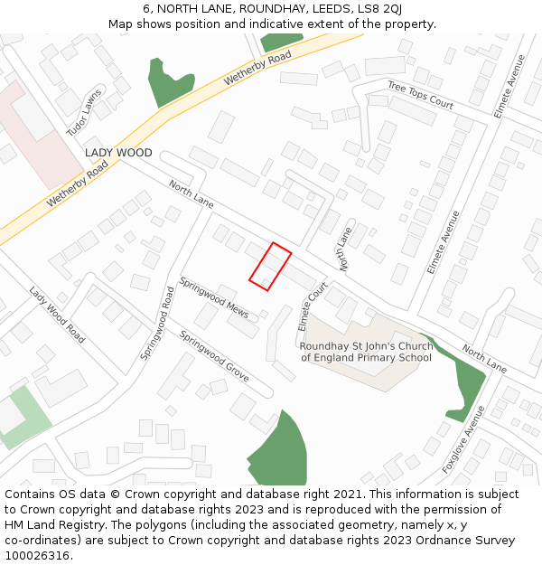 6, NORTH LANE, ROUNDHAY, LEEDS, LS8 2QJ: Location map and indicative extent of plot