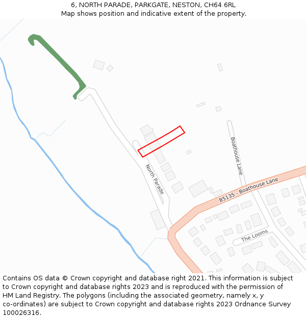 6, NORTH PARADE, PARKGATE, NESTON, CH64 6RL: Location map and indicative extent of plot