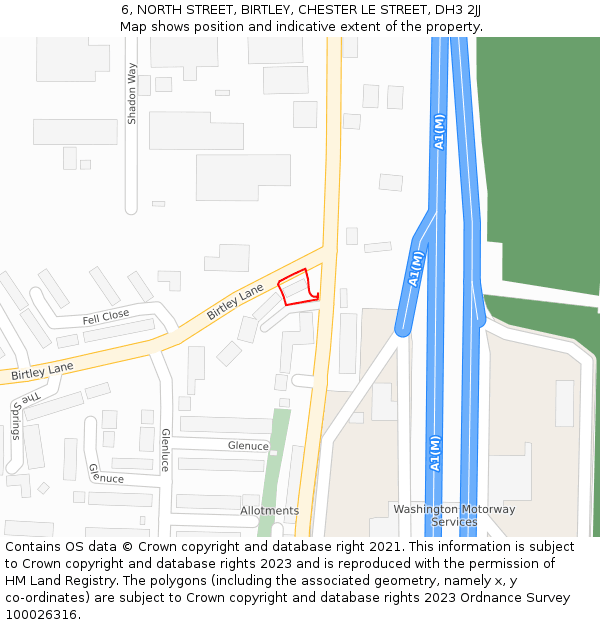 6, NORTH STREET, BIRTLEY, CHESTER LE STREET, DH3 2JJ: Location map and indicative extent of plot