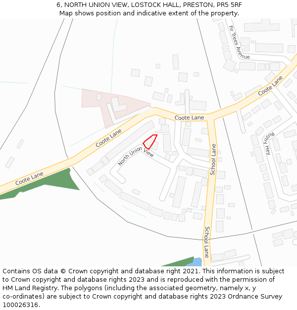 6, NORTH UNION VIEW, LOSTOCK HALL, PRESTON, PR5 5RF: Location map and indicative extent of plot