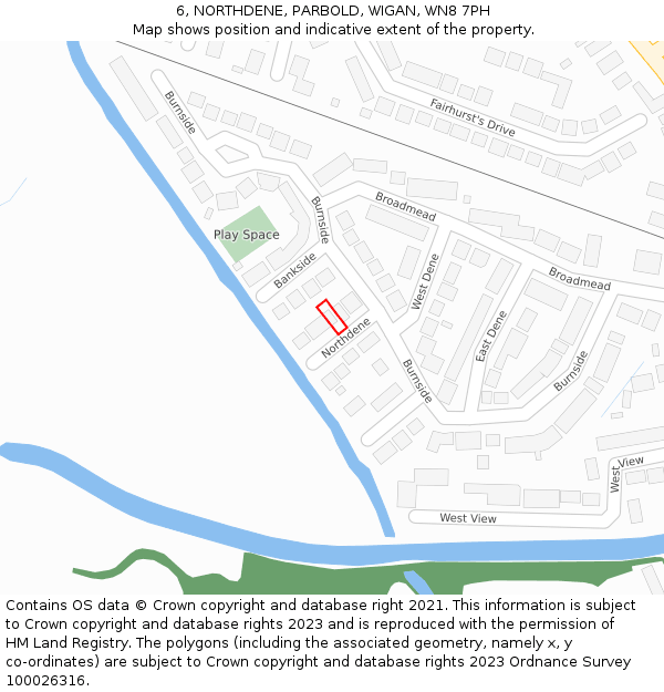 6, NORTHDENE, PARBOLD, WIGAN, WN8 7PH: Location map and indicative extent of plot