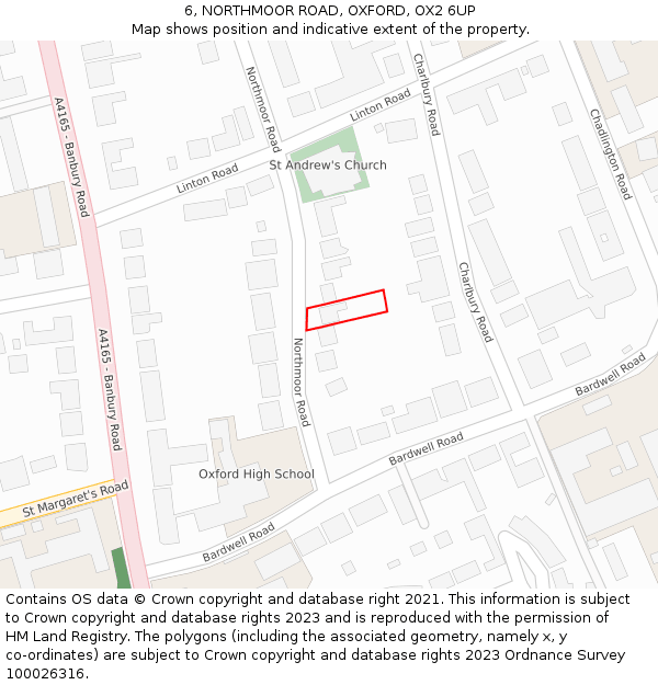 6, NORTHMOOR ROAD, OXFORD, OX2 6UP: Location map and indicative extent of plot