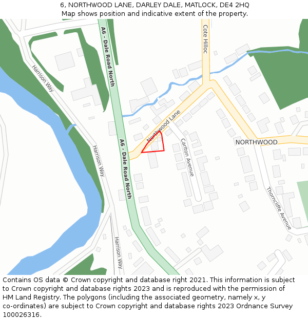 6, NORTHWOOD LANE, DARLEY DALE, MATLOCK, DE4 2HQ: Location map and indicative extent of plot