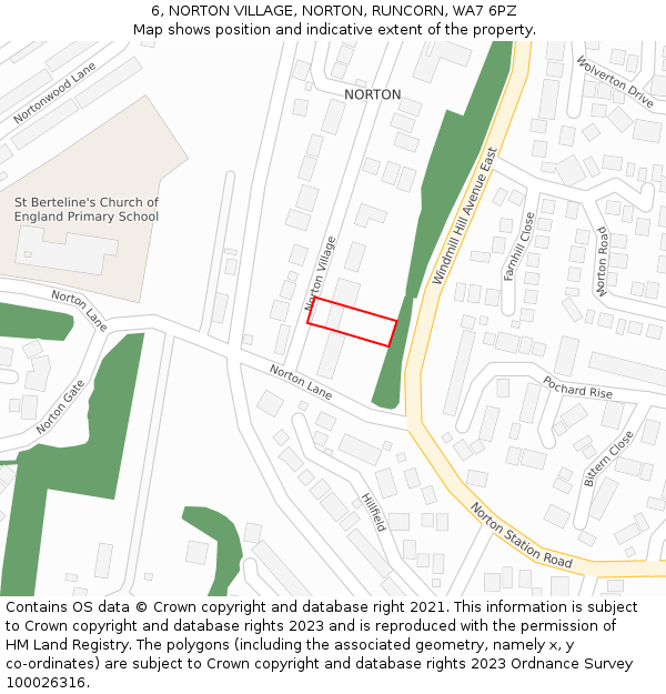 6, NORTON VILLAGE, NORTON, RUNCORN, WA7 6PZ: Location map and indicative extent of plot