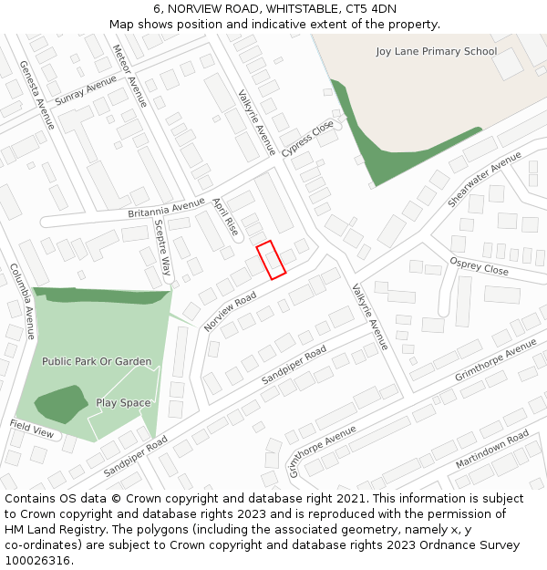 6, NORVIEW ROAD, WHITSTABLE, CT5 4DN: Location map and indicative extent of plot