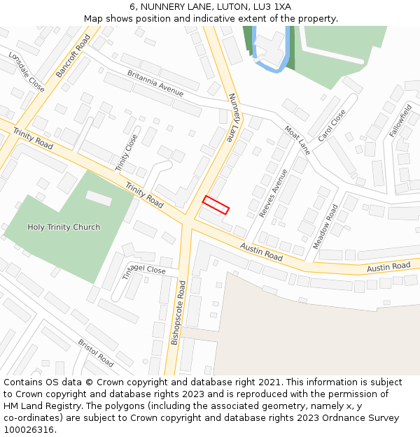 6, NUNNERY LANE, LUTON, LU3 1XA: Location map and indicative extent of plot