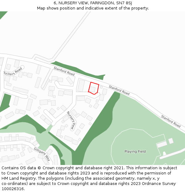 6, NURSERY VIEW, FARINGDON, SN7 8SJ: Location map and indicative extent of plot